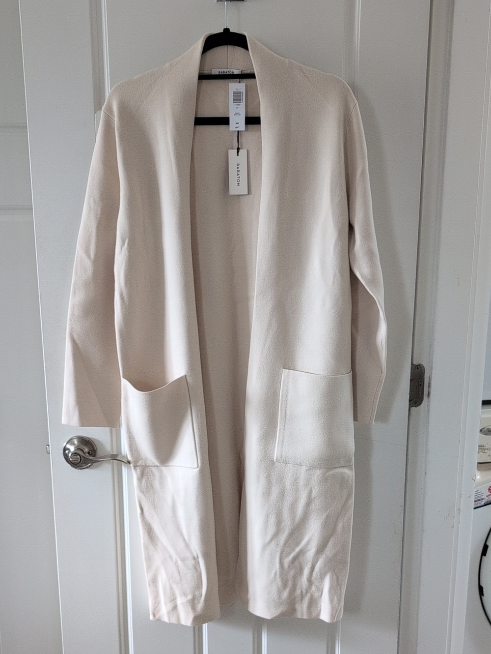 Aritzia Wilfred Long Cream Open-Front Cardigan